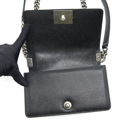 Chanel Small Boy Bag Caviar Black Ruthenium Sliver Hardware