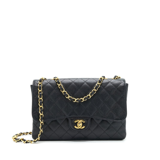 Chanel Vintage Jumbo Single Flap Caviar Black GHW