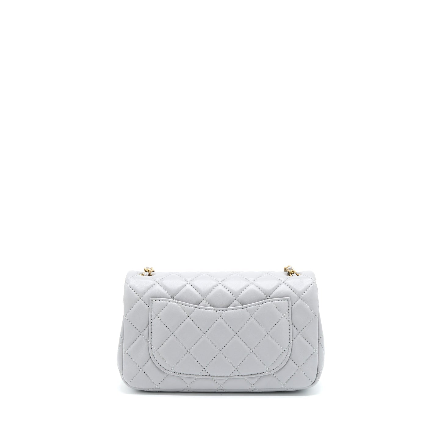 Chanel 21B Pearl Crush Mini Rectangular Flap Bag Lambskin Grey GHW (Microchip)
