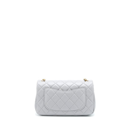 Chanel 21B Pearl Crush Mini Rectangular Flap Bag Lambskin Grey GHW (Microchip)