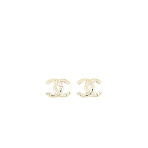 Chanel 22S CC Logo Large Model Earrings Light Gold Tone