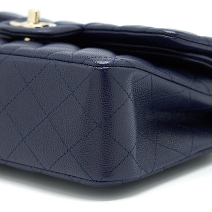 Chanel Small Classic Flap Bag Caviar Dark Blue LGHW
