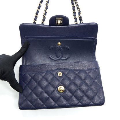 Chanel Small Classic Flap Bag Caviar Dark Blue LGHW