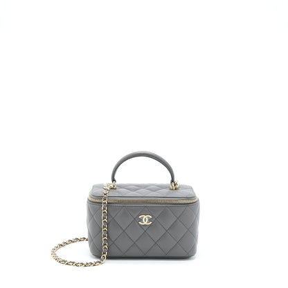 Chanel 22A Top Handle Long Vanity With Chain Grey GHW