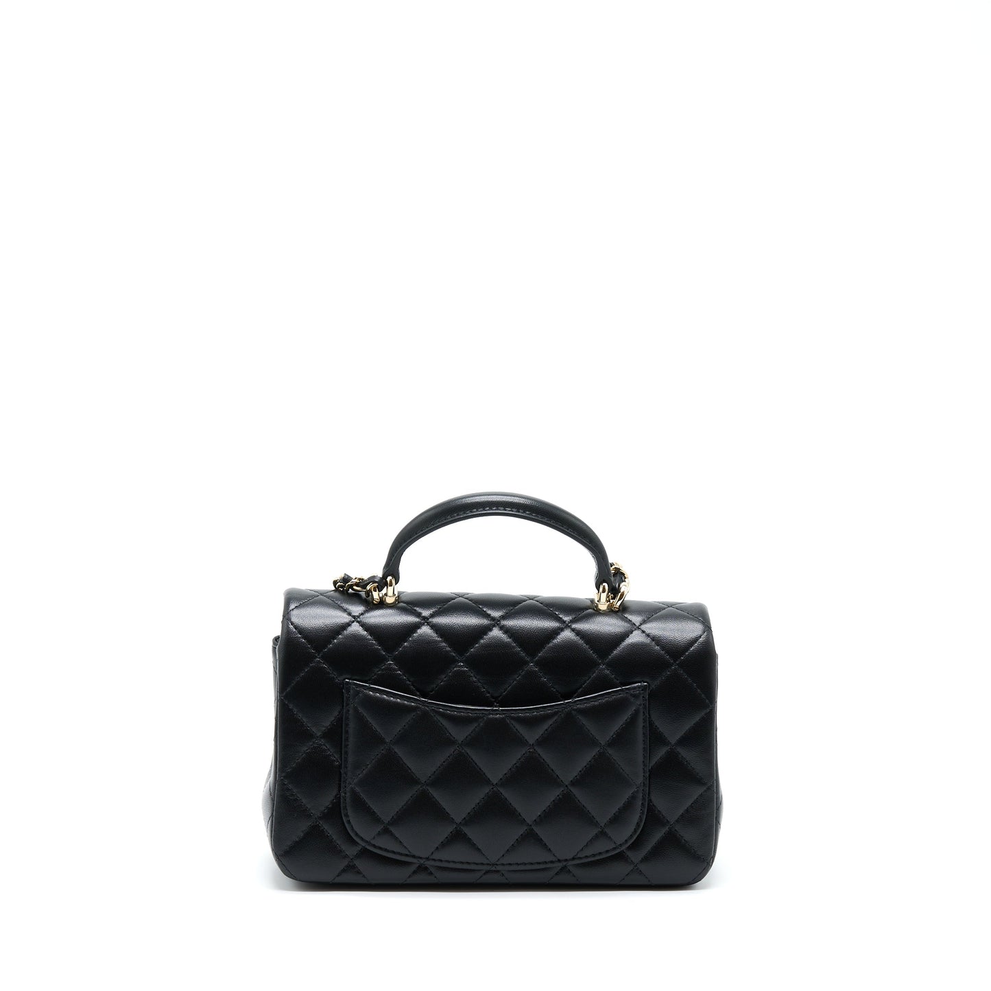 Chanel 22A Top Handle Mini Rectangular Flap Bag Lambskin Black GHW (Microchip)