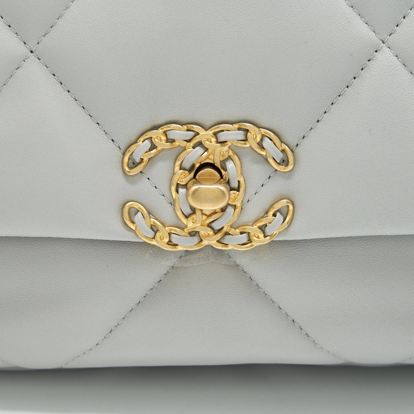 Chanel Small 19 Bag Lambskin Light Grey With Multicolour Hardware (Microchip)