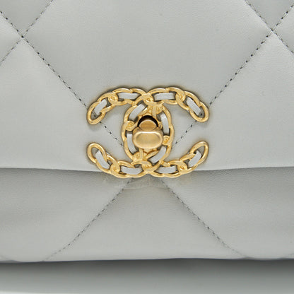 Chanel Small 19 Bag Lambskin Light Grey With Multicolour Hardware (Microchip)