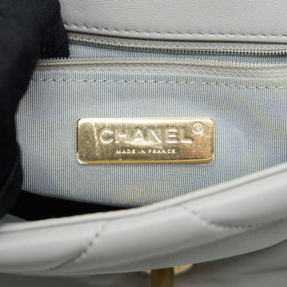 Chanel Small 19 Bag Lambskin Light Grey With Multicolour Hardware (Microchip)