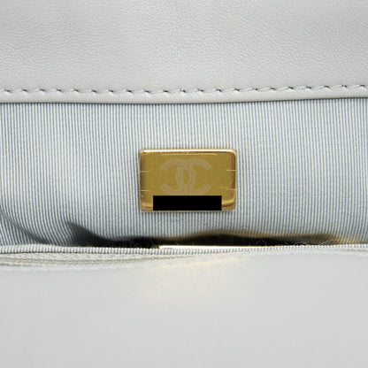 Chanel Small 19 Bag Lambskin Light Grey With Multicolour Hardware (Microchip)