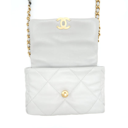 Chanel Small 19 Bag Lambskin Light Grey With Multicolour Hardware (Microchip)