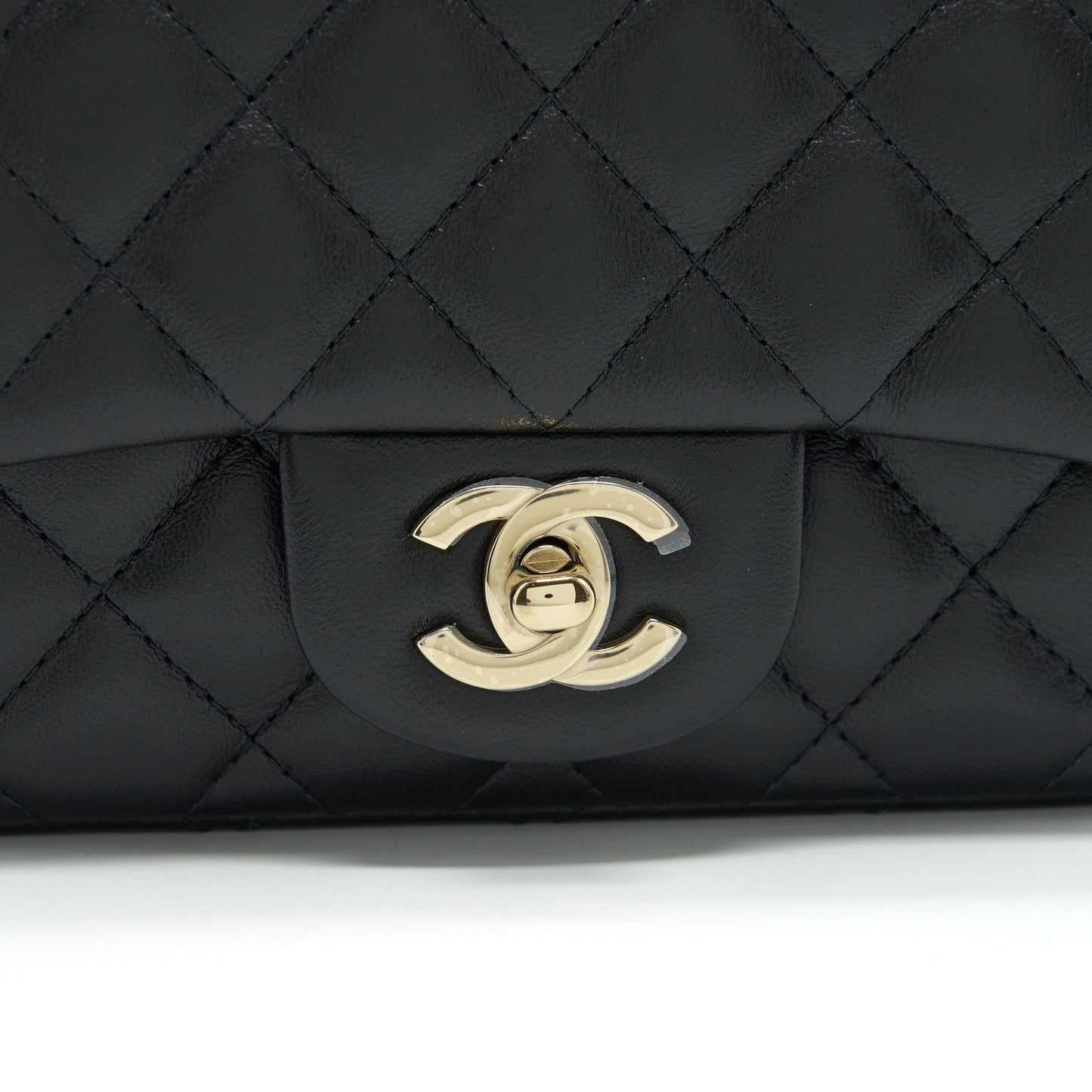 Chanel Mini Square Flap Bag Lambskin Black LGHW(Microchip)