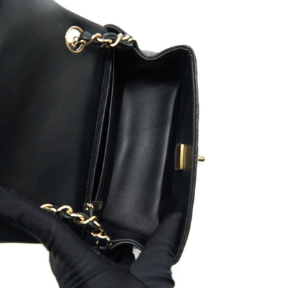 Chanel Mini Square Flap Bag Lambskin Black LGHW(Microchip)