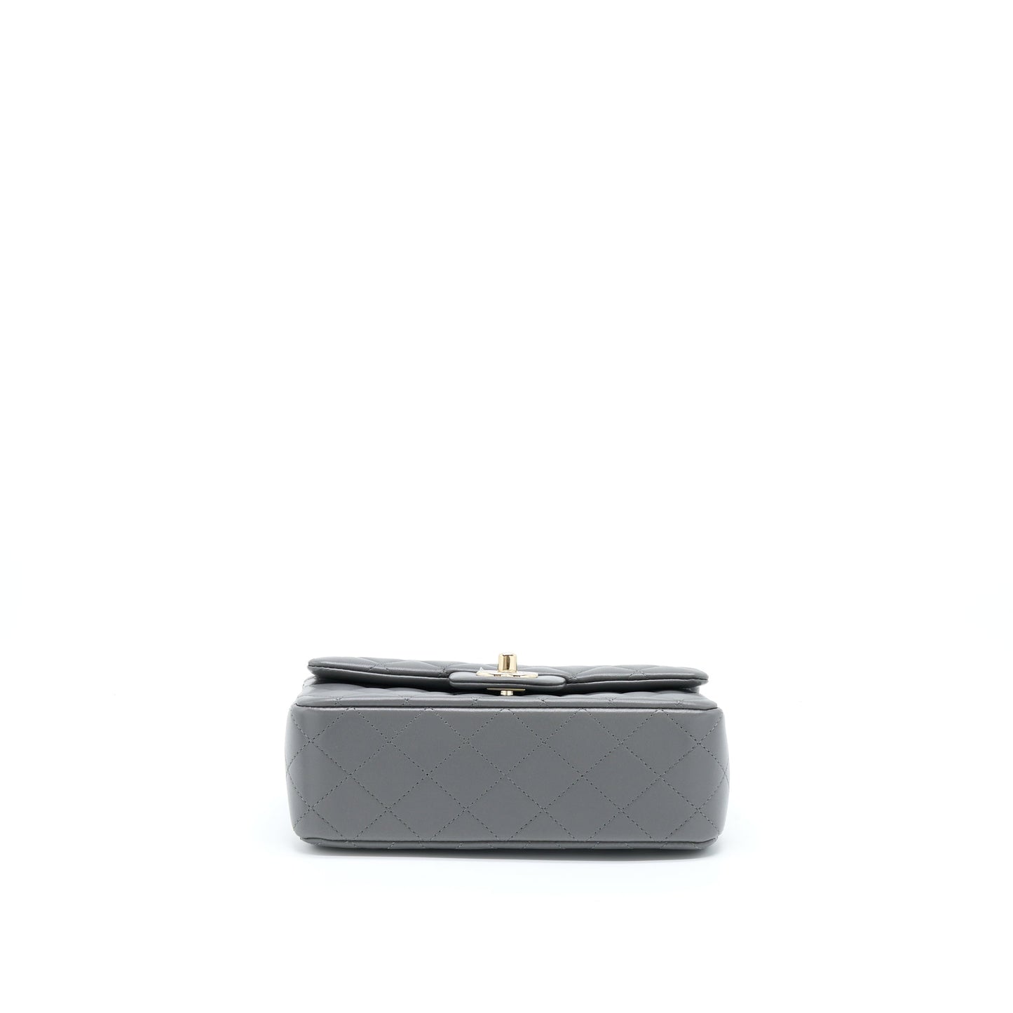 Chanel 22A Top Handle Mini Rectangular Flap Bag Lambskin Grey LGHW (Microchip)