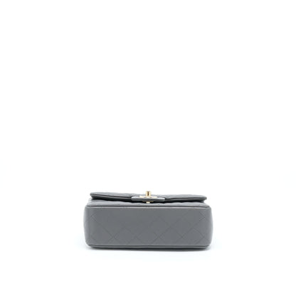 Chanel 22A Top Handle Mini Rectangular Flap Bag Lambskin Grey LGHW (Microchip)
