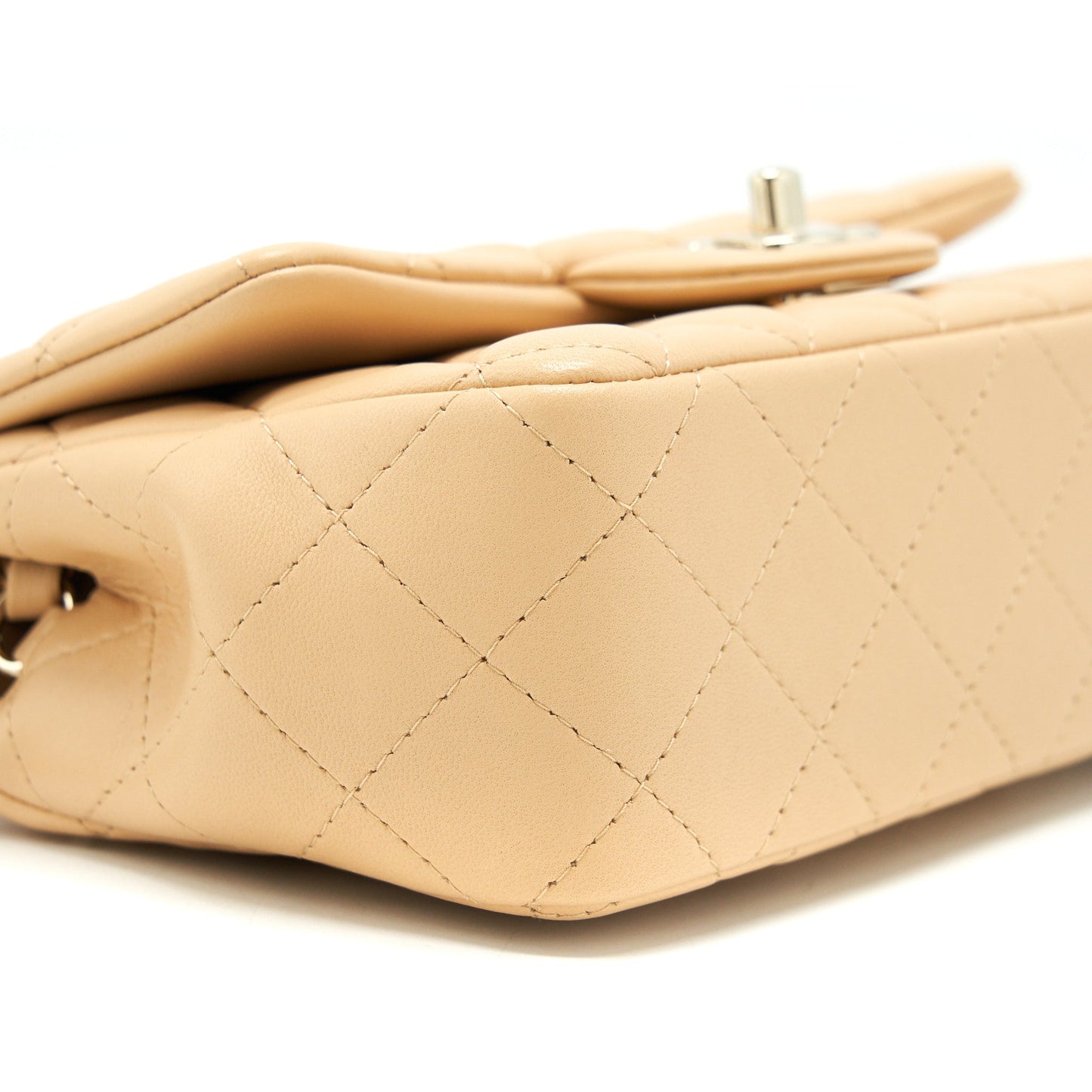Chanel Mini Rectangular Lambskin Light Beige LGHW(microchip)
