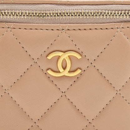 Chanel Top Handle Mini Vanity On Chain Lambskin Beige GHW