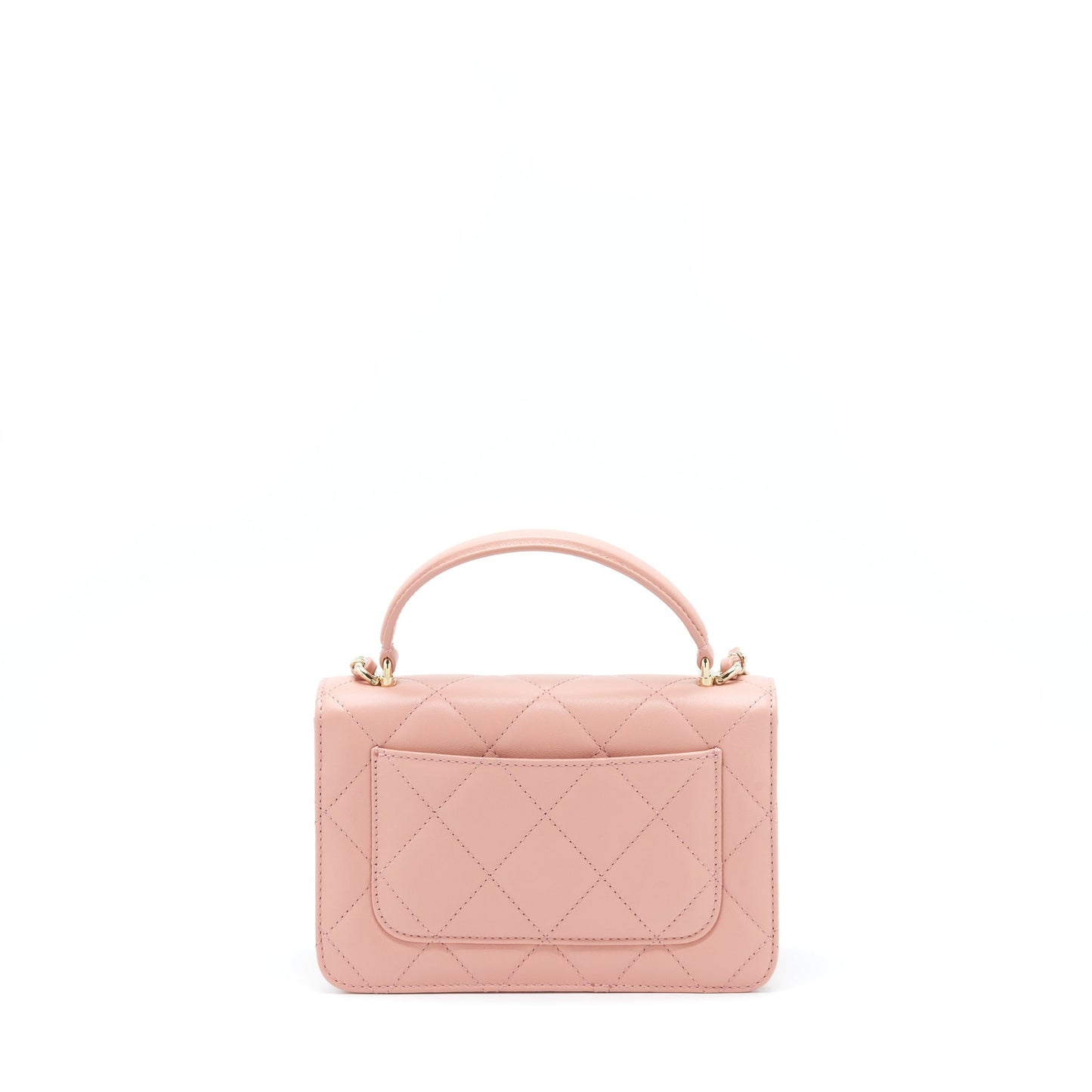 Chanel Top Handle Flap Bag Lambskin Dark Pink LGHW (Microchip)