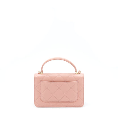 Chanel Top Handle Flap Bag Lambskin Dark Pink LGHW (Microchip)