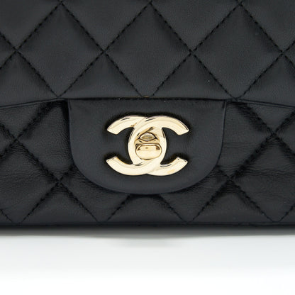 Chanel Mini Rectangular Flap Bag Lambskin Black GHW