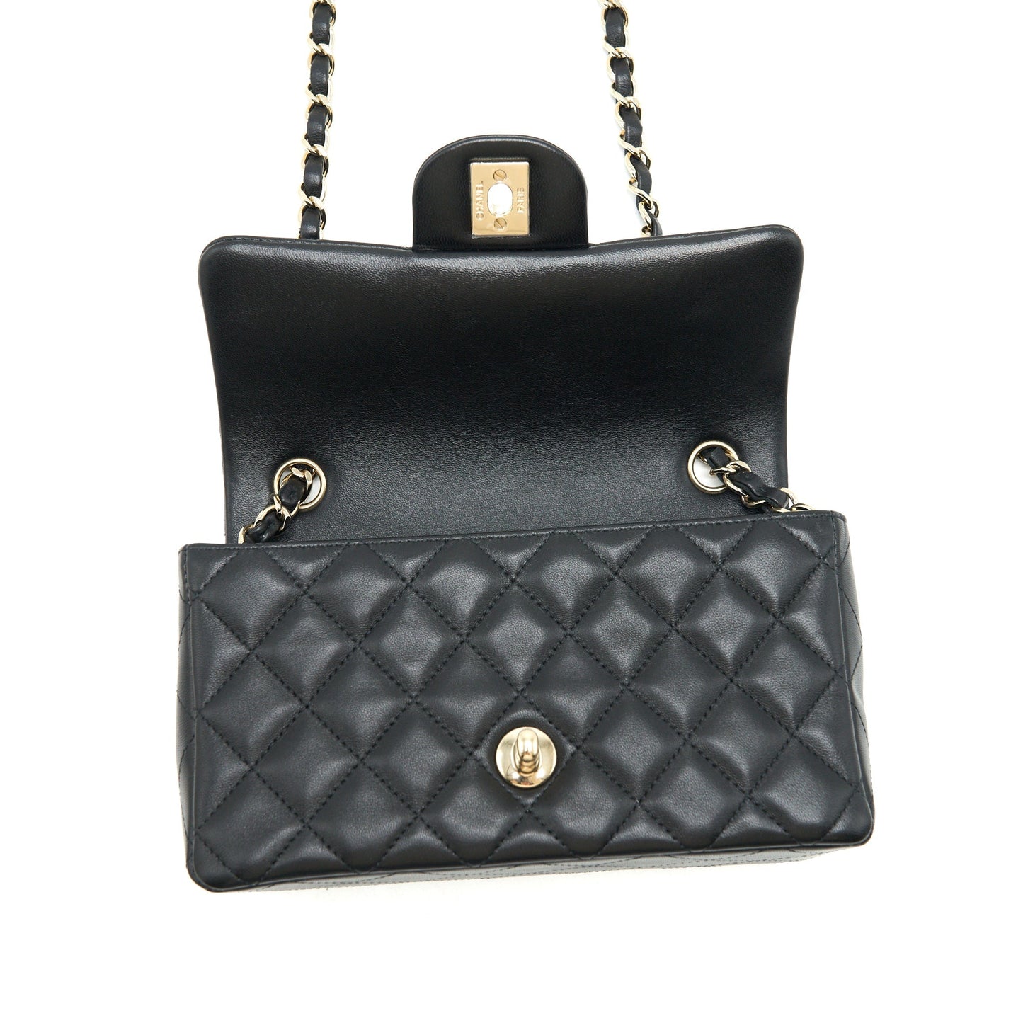 Chanel mini Rectangular Flap Bag Lambskin black LGHW (MICROCHIP)