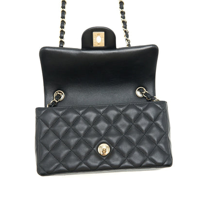 Chanel mini Rectangular Flap Bag Lambskin black LGHW (MICROCHIP)