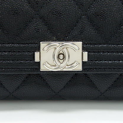 Chanel Boy Card Holder Caviar Black SHW