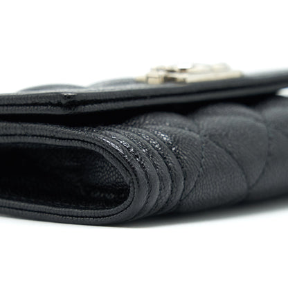 Chanel Boy Card Holder Caviar Black SHW