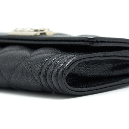 Chanel Boy Card Holder Caviar Black SHW