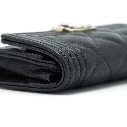 Chanel Boy Card Holder Caviar Black SHW