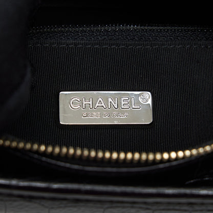 Chanel Small Gabrielle Hobo Bag With Handle Croc-Embossed Calfskin Black Gold/Silver Hardware