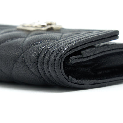 Chanel Boy Card Holder Caviar Black SHW
