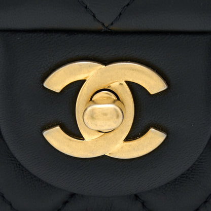 Chanel Pearl Crush Mini Rectangular Flap Bag Lambskin Black Brushed GHW