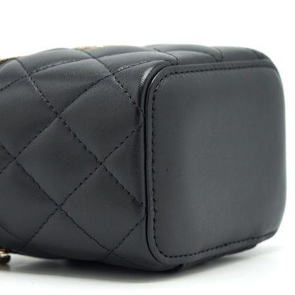 Chanel Top Handle Mini Vanity With Chain Lambskin Black LGHW