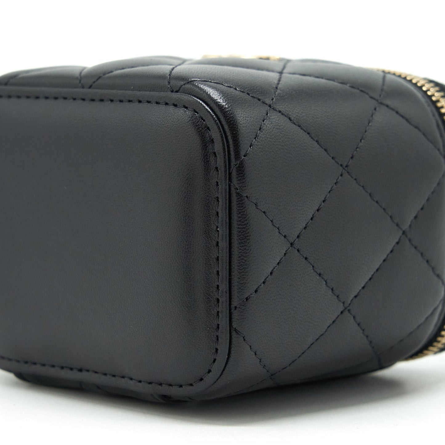 Chanel Top Handle Mini Vanity With Chain Lambskin Black LGHW