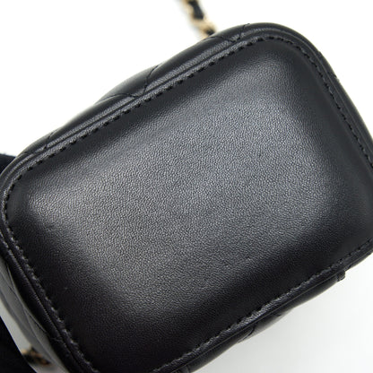 Chanel Top Handle Mini Vanity With Chain Lambskin Black LGHW