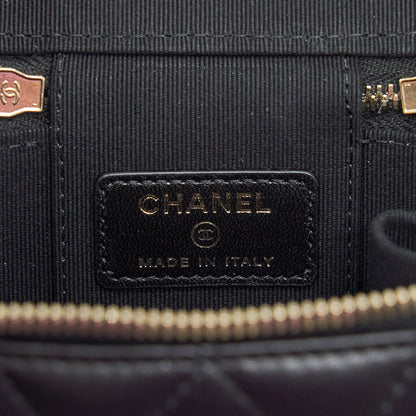 Chanel Top Handle Mini Vanity With Chain Lambskin Black LGHW