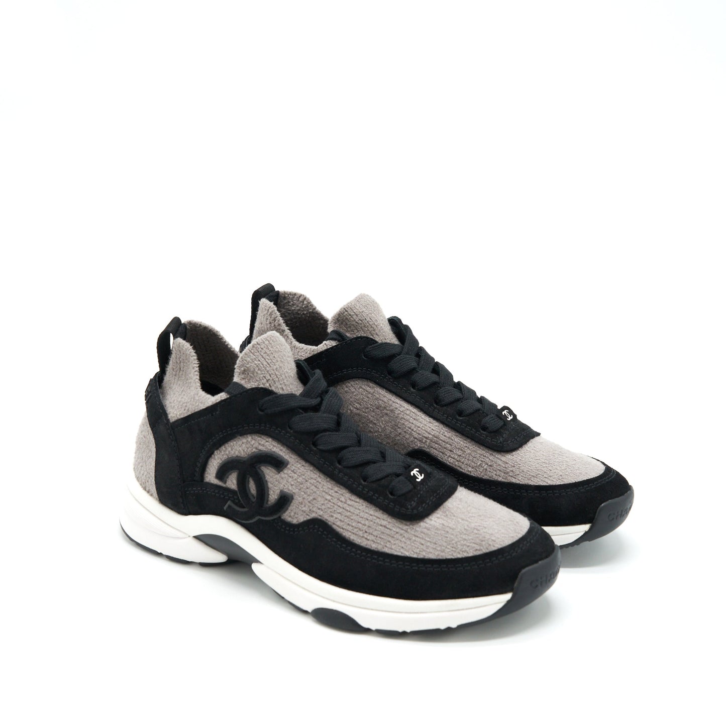 Chanel Size 37 Womens Sneakers Grey/ Black