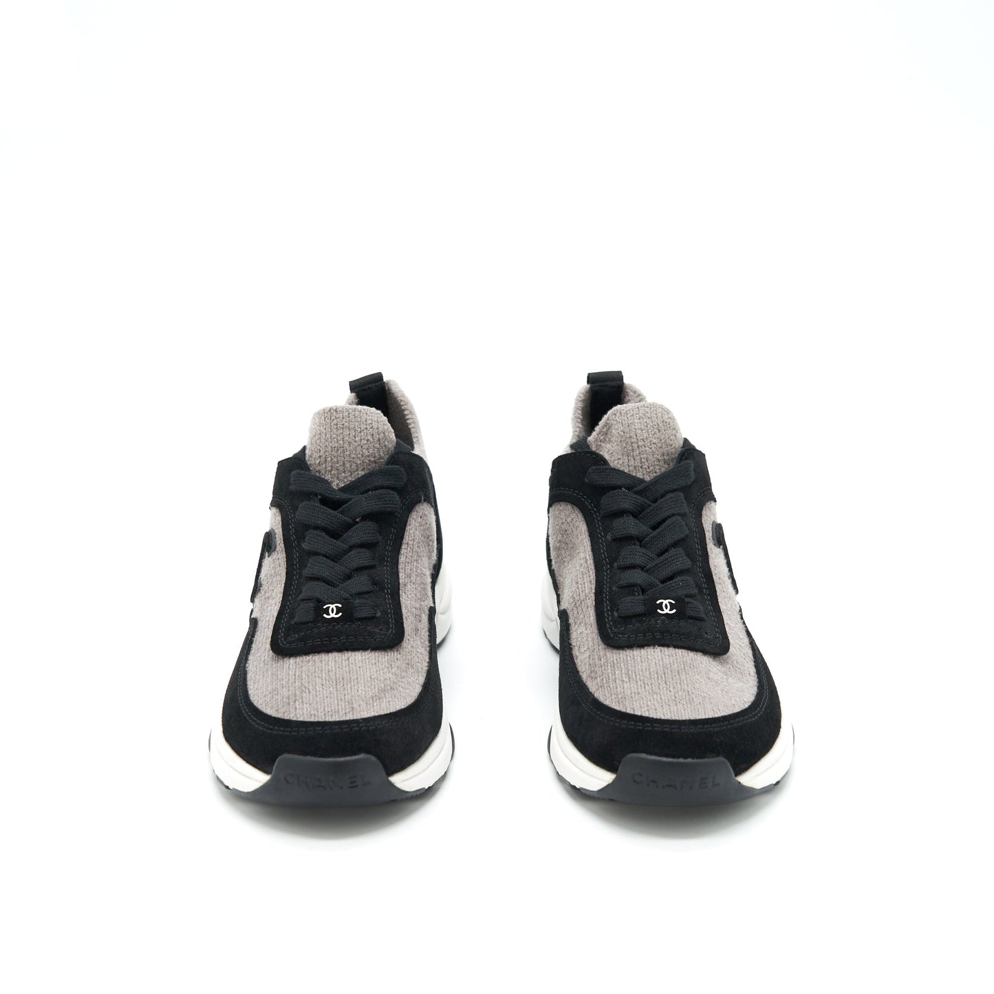 Chanel Size 37 Womens Sneakers Grey/ Black