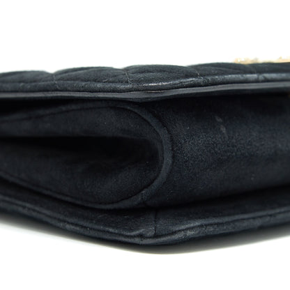 Chanel Quilted Velvet CC Logo Flap Bag black LGHW