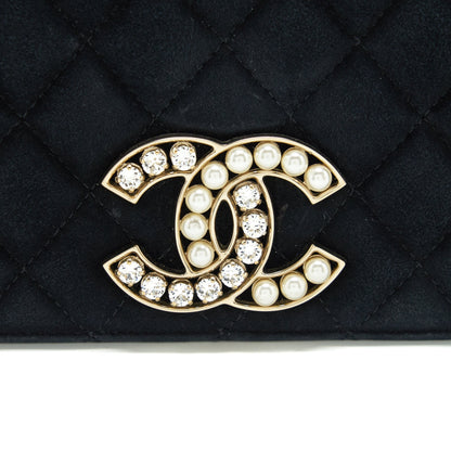 Chanel Quilted Velvet CC Logo Flap Bag black LGHW