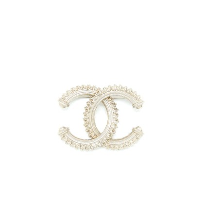 Chanel CC Logo Brooch Brushed Light Gold Tone