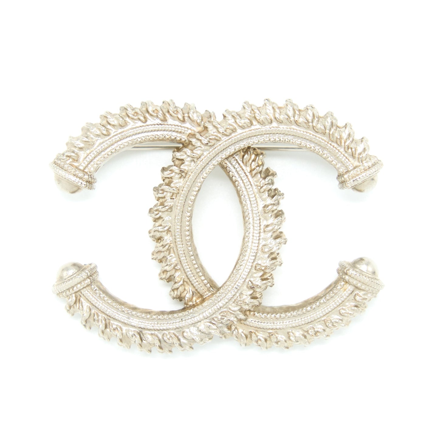 Chanel CC Logo Brooch Brushed Light Gold Tone