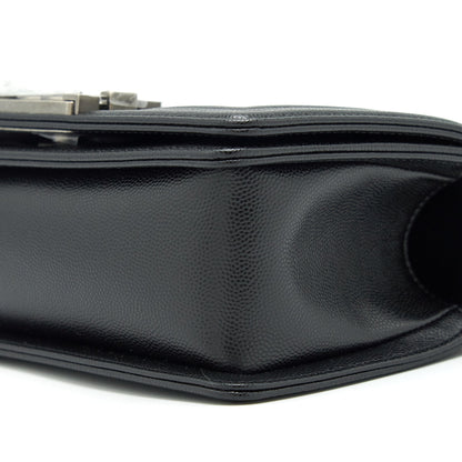 Chanel Small Boy Bag Caviar Black Ruthenium Sliver Hardware (Microchip