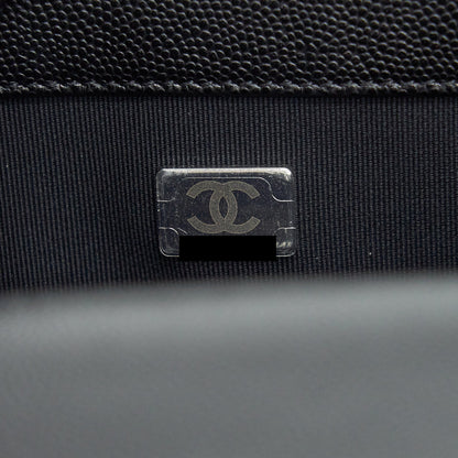 Chanel Small Boy Bag Caviar Black Ruthenium Sliver Hardware (Microchip