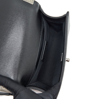 Chanel Small Boy Bag Caviar Black Ruthenium Sliver Hardware (Microchip