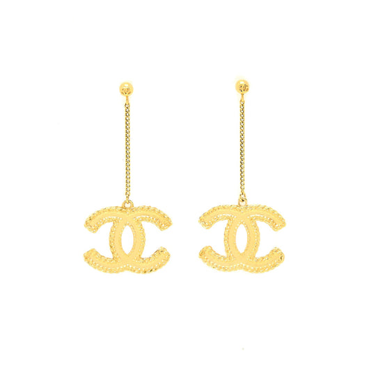Chanel CC Logo Earrings Bright Gold Tone