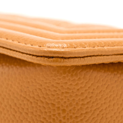Chanel Small Boy Bag Caviar 21A NC630 Caramel LGHW (Microchip)