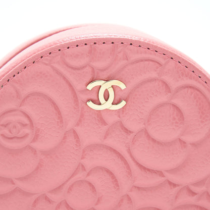 Chanel Camellia Round Clutch With Chain Pink LGHW