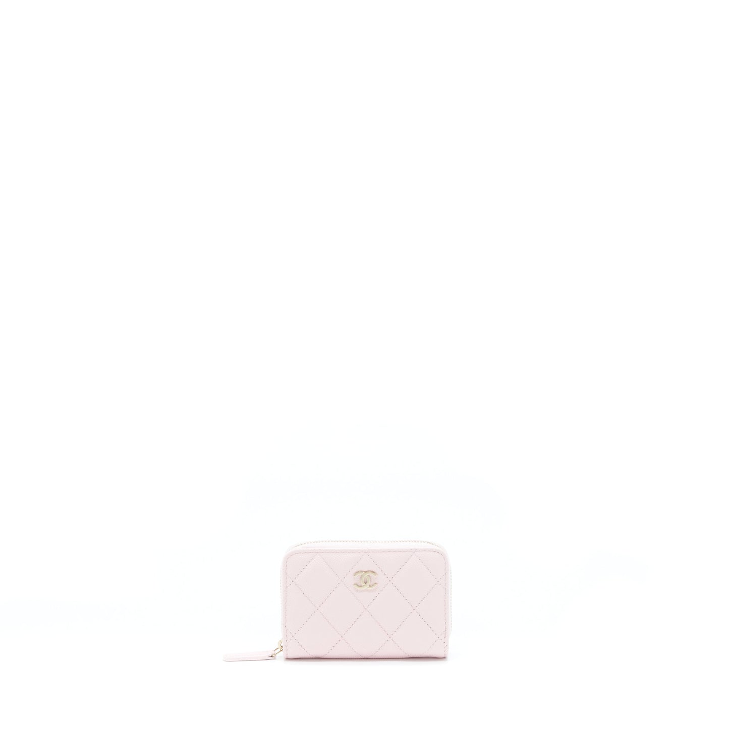 Chanel Zip Card Holder Caviar Light Pink LGHW