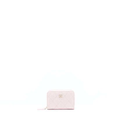 Chanel Zip Card Holder Caviar Light Pink LGHW